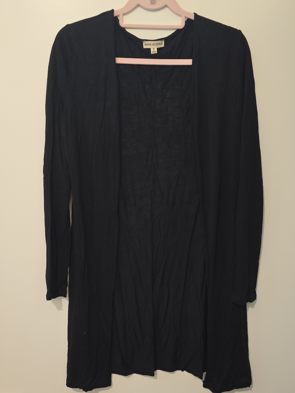Black Long Open-Front Sheer Cardigan